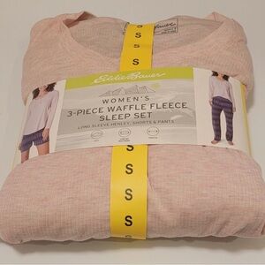 Eddie Bauer Women's Light Pink Waffle Fleece Pajama Set